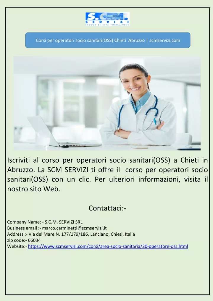 corsi per operatori socio sanitari oss chieti