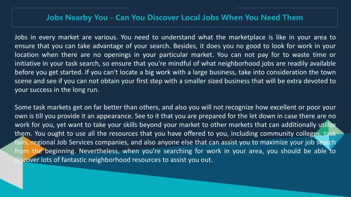 jobs nearby you can you discover local jobs when