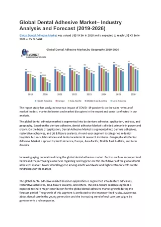 global dental adhesive market industry analysis