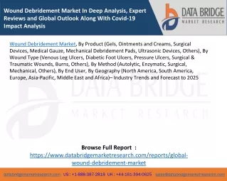 Wound Debridement Market In Deep Analysis, Expert Reviews and Global Outlook Along With Covid-19 Impact Analysis
