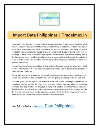 import data philippines tradeimex in