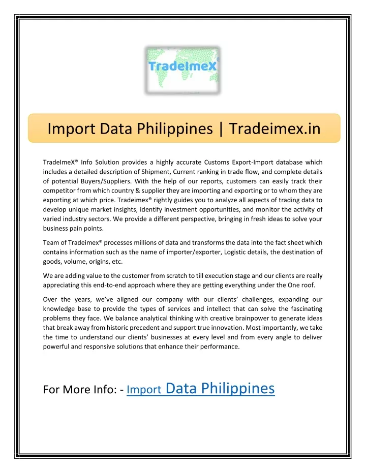 import data philippines tradeimex in