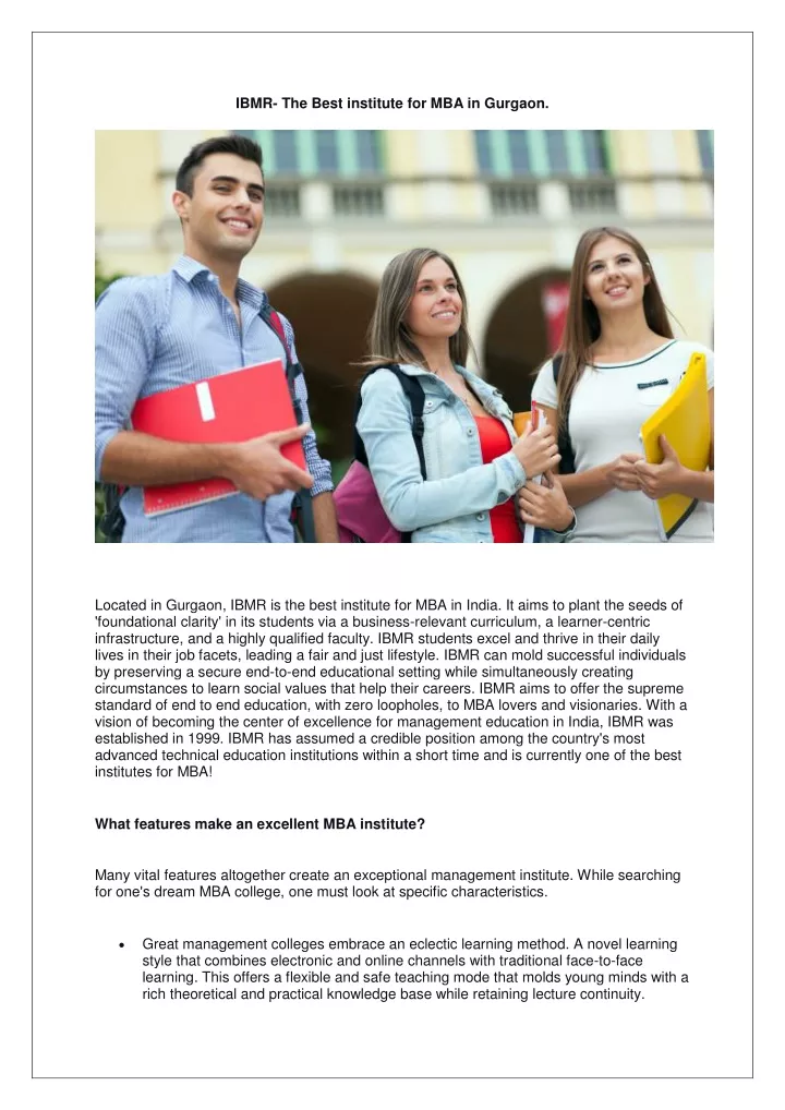 ibmr the best institute for mba in gurgaon