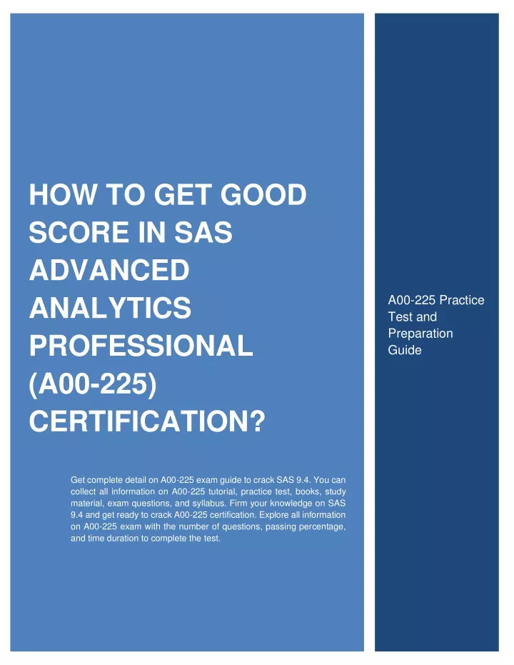 how to get good score in sas advanced analytics