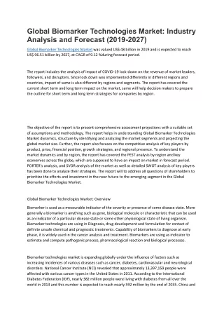 global biomarker technologies market industry
