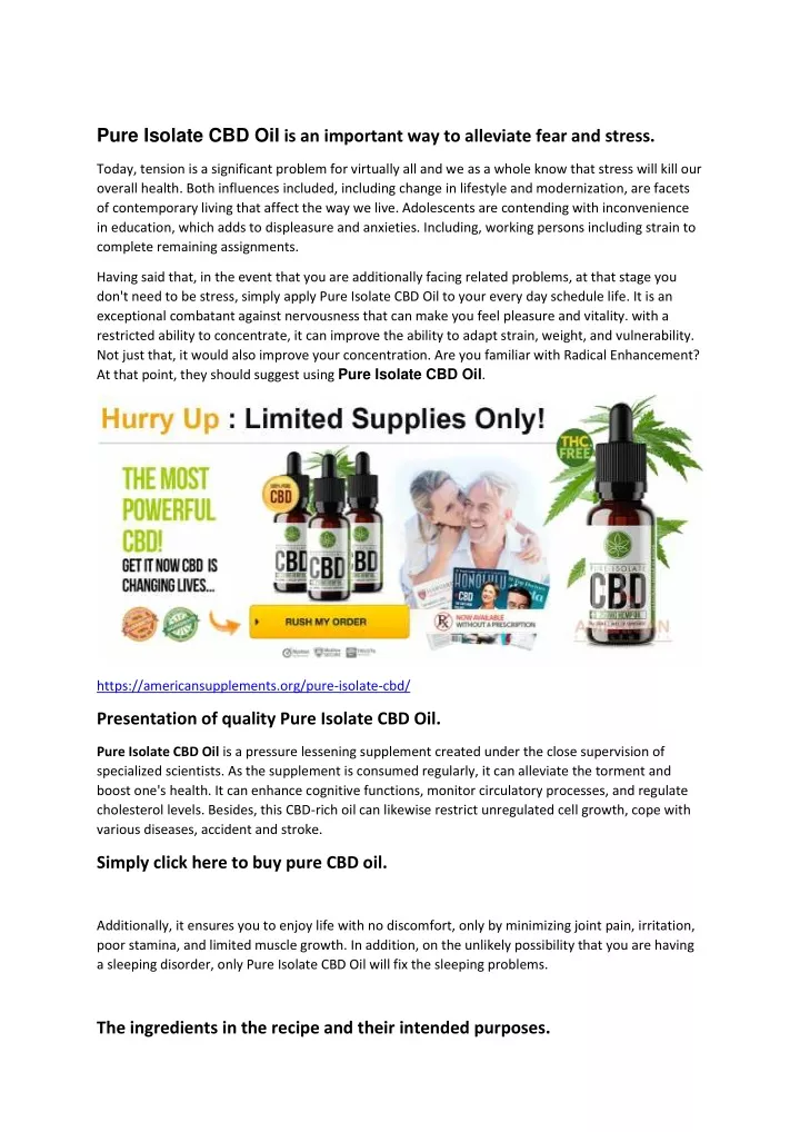 pure isolate cbd oil is an important