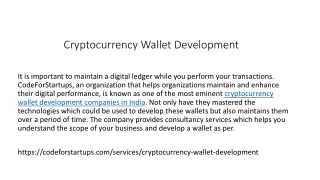 Cryptocurrency Wallet Development