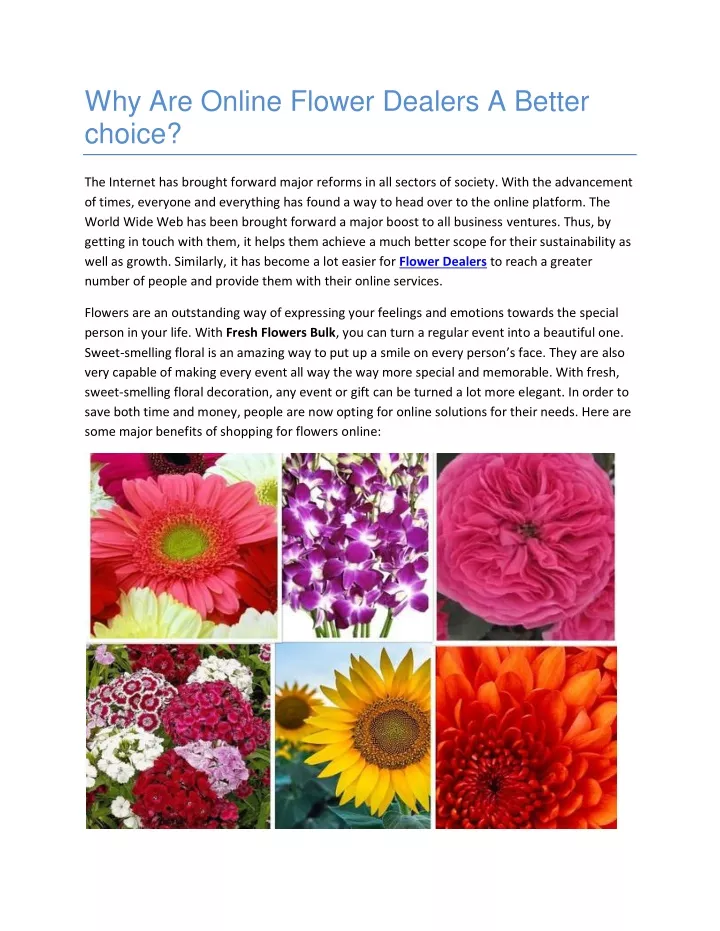 why are online flower dealers a better choice