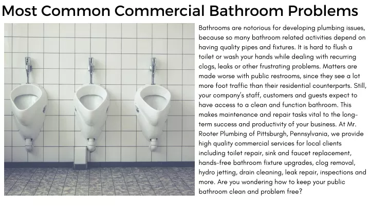 most common commercial bathroom problems
