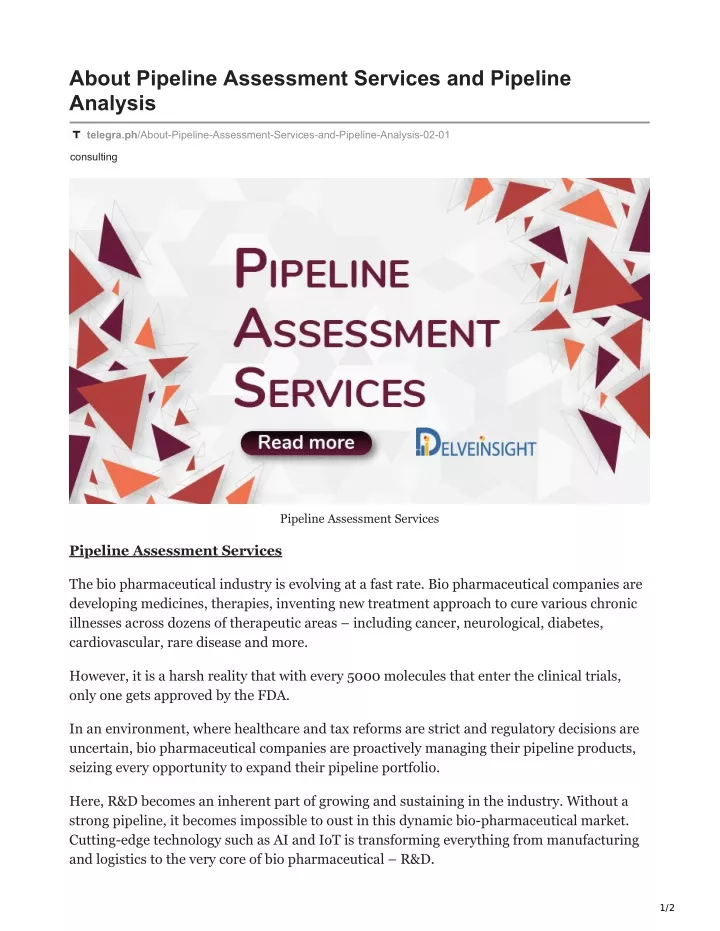about pipeline assessment services and pipeline
