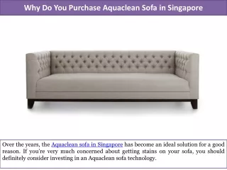 Why Do You Purchase Aquaclean Sofa in Singapore?
