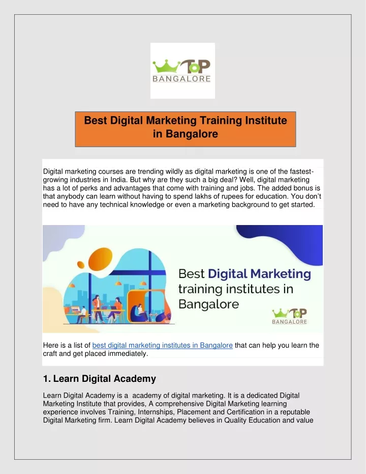 best digital marketing training institute