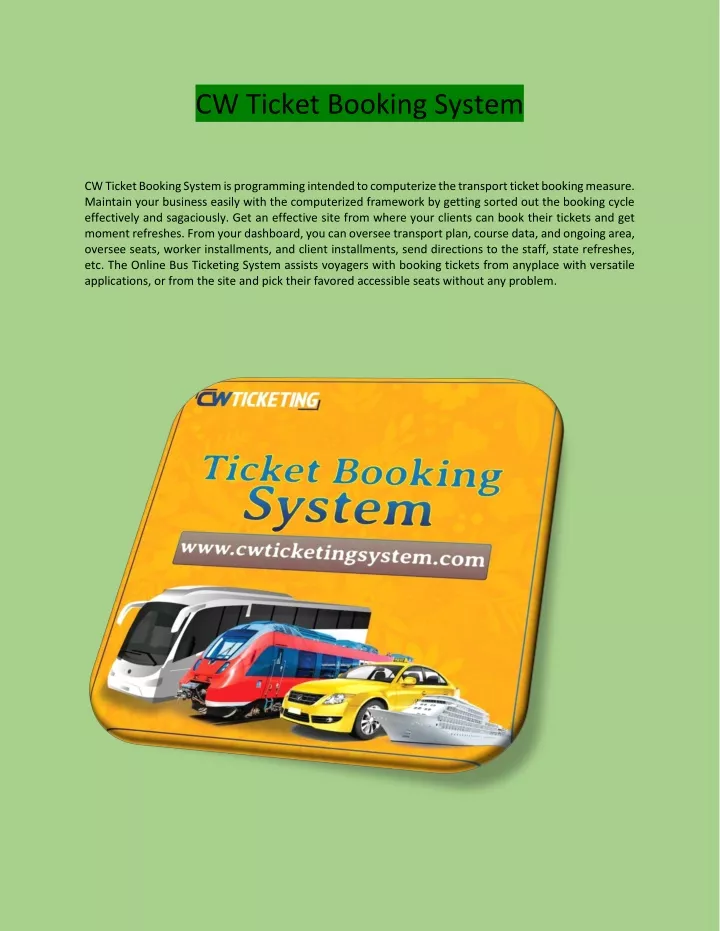 cw ticket booking system