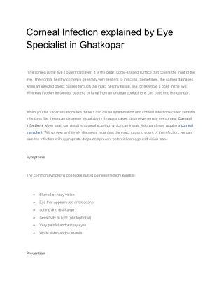 Corneal Infection explained by Eye Specialist in Ghatkopar