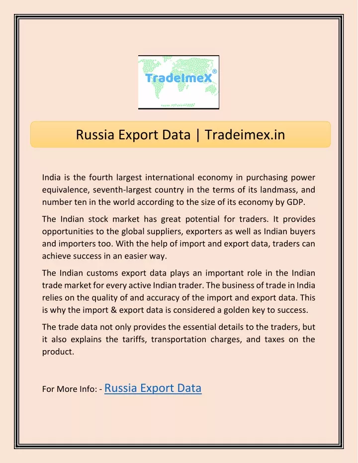 russia export data tradeimex in