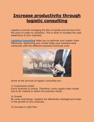 increase productivity through logistic consulting