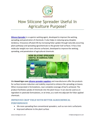 how silicone spreader useful in agriculture