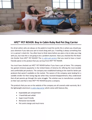 HPZ™ PET ROVER: Buy In Cabin Ruby Red Pet Dog Carrier