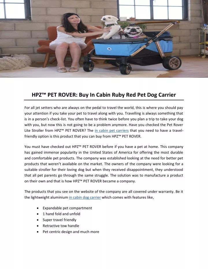 hpz pet rover buy in cabin ruby
