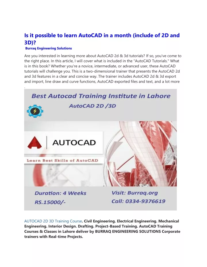 is it possible to learn autocad in a month