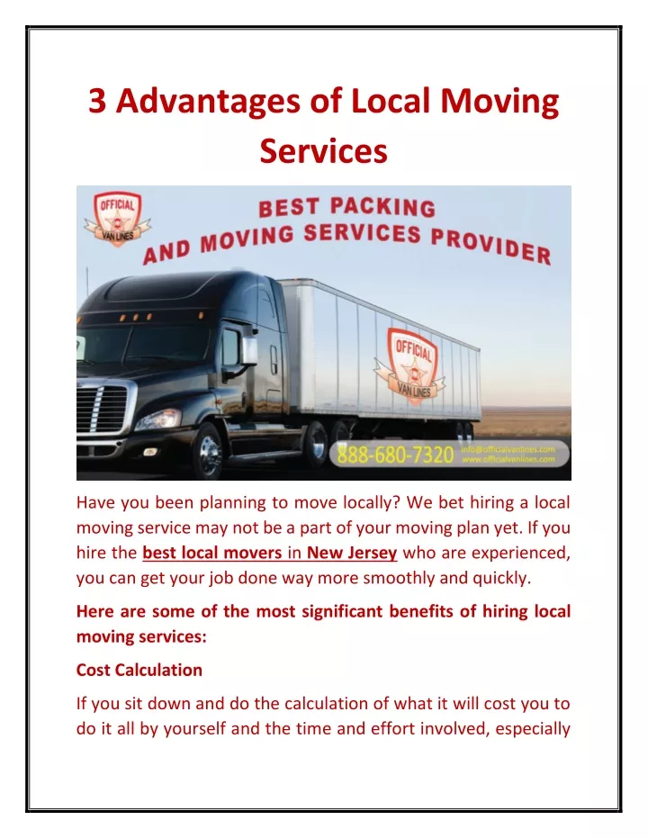 3 advantages of local moving services