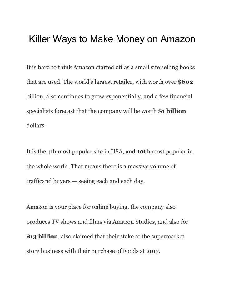 killer ways to make money on amazon