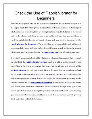check the use of rabbit vibrator for beginners