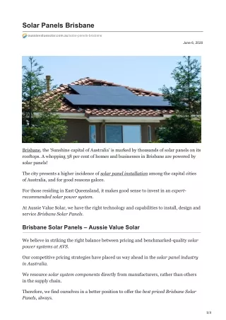 Aussie Value Solar: Best Solar Panels Brisbane - Best Solar Retailer Brisbane