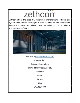 3PL WMS System and Software - ZETHCON