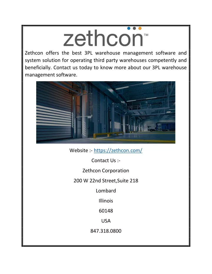 zethcon offers the best 3pl warehouse management