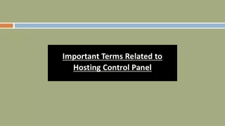 important terms related to hosting control panel