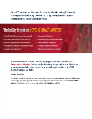 level transmitter market driven by the growing
