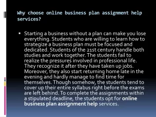 why choose online business plan assignment help services