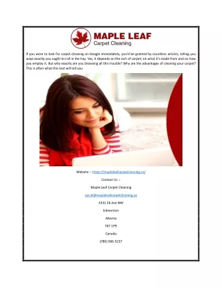 Best Carpet Cleaning Edmonton | Maple Leaf Carpet Cleaning