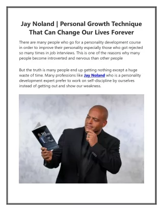 Jay Noland | Personal Growth Technique That Can Change Our Lives Forever
