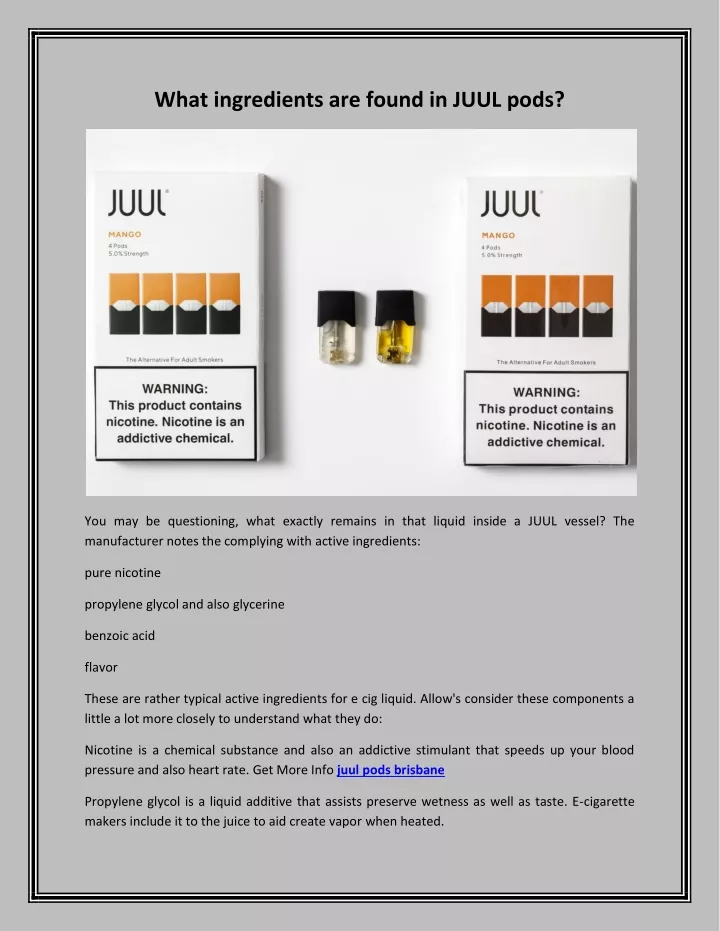 what ingredients are found in juul pods