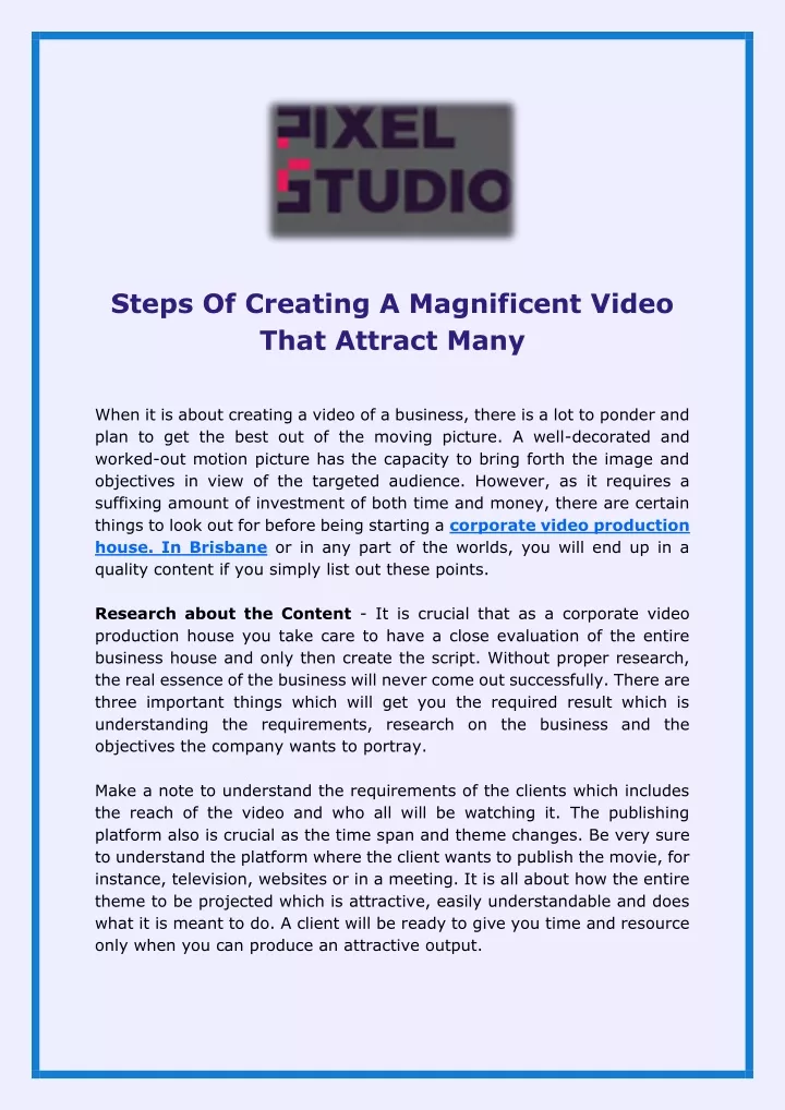 steps of creating a magnificent video that