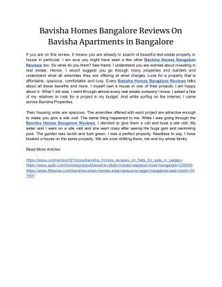 Bavisha Homes Bangalore Reviews On Bavisha Apartments in Bangalore