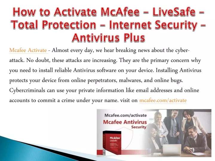 how to activate mcafee livesafe total protection
