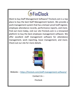 Staff Management Software | Finclock.com