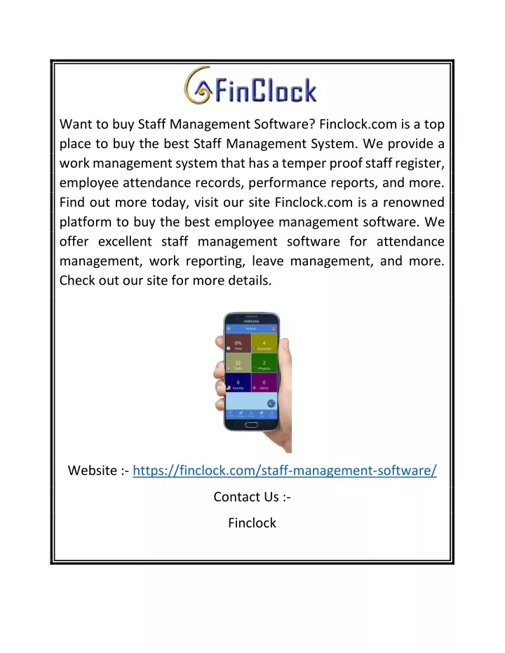 want to buy staff management software finclock