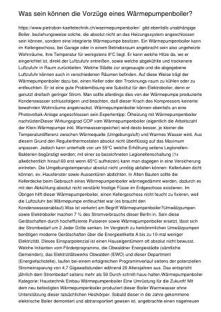 Was sein können die Vorzüge eines Wärmepumpenboiler?
