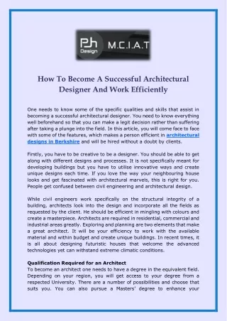 how to become a successful architectural designer