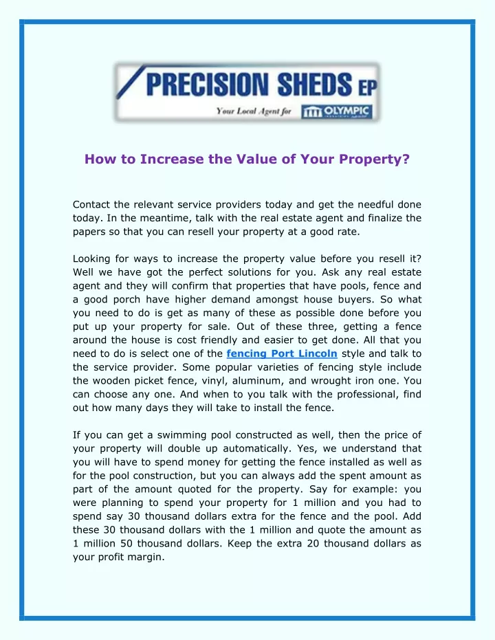 how to increase the value of your property