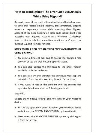how to troubleshoot the error code 0x80048830