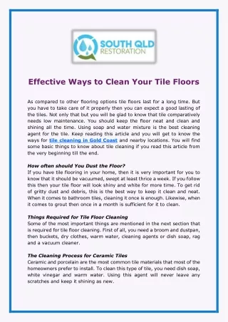 Effective Ways To Clean Your Tile Floors