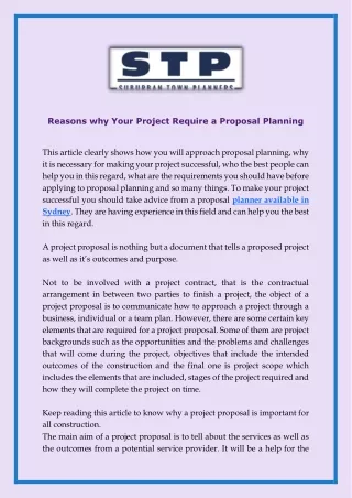 Reasons Why Your Project Require A Proposal Planning