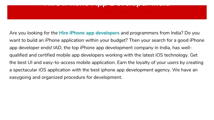 hire iphone app developer india