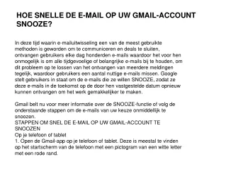 hoe snelle de e mail op uw gmail account snooze