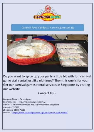 Carnival Food Vendors | Carnivalguru.com.sg
